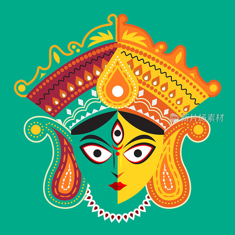 Durga Devi矢量插图